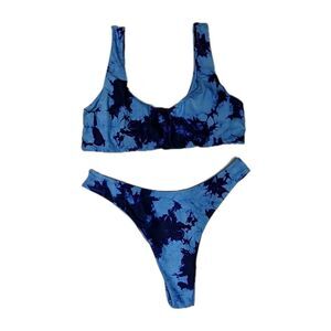 Sunny Bunny Swim Bikini Medium Swimwear Tie Dye Hi Cut Cheeky Blue Purple M